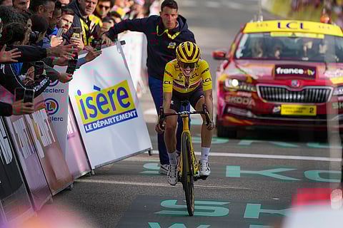 Tour de France Women cycling race: Tour de France winner Katarzyna Niewiadoma of Poland crosses the finish during the eighth stage